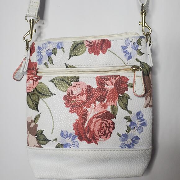 Floral pattern white stone mountain cross body purse bag spring light cute - Picture 5 of 11